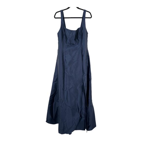 Alfred Sung dress D826 Square Neck Satin A-Line Gown blue size 12 - Picture 2 of 7